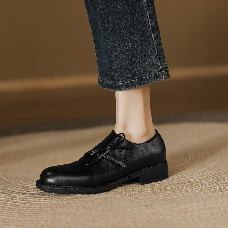 Deep Mouth Flat Shoes - Women's Slip-On - Brown Black - Image 5