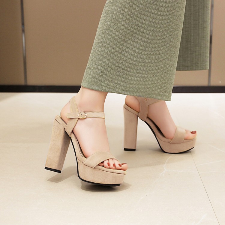 Minimalist High Heel Chunky Sandals with Ankle Strap - Style i.html